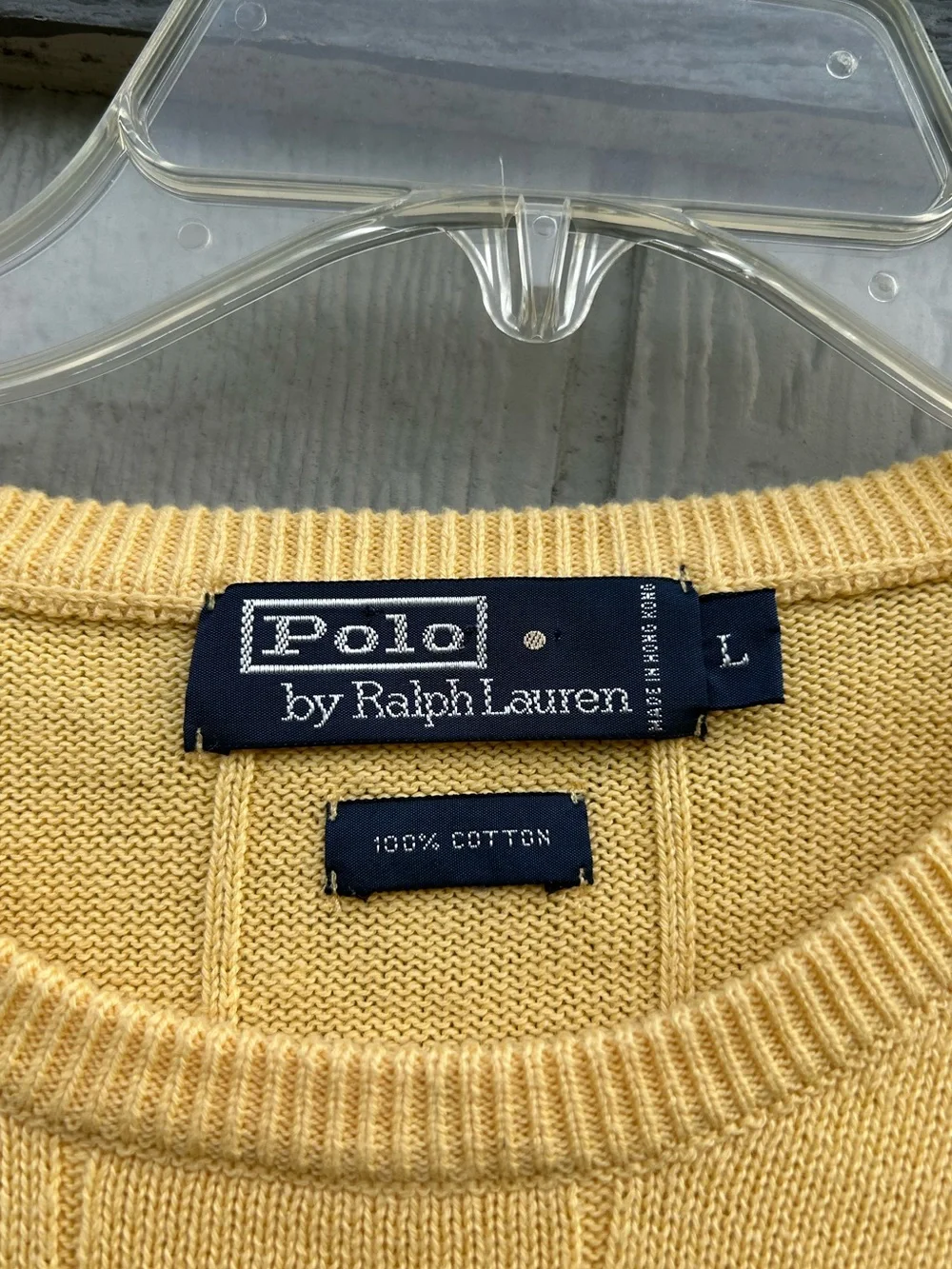 Polo by Ralph Lauren Yellow Ribbed Crewneck Sweater with Embroidered Pony Logo